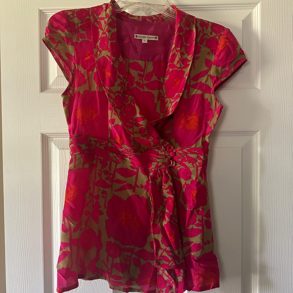 Nanette Lepore Floral Wrap Blouse